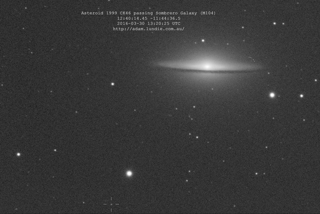 Asteroid 1999 CK46 Passing the Sombrero Galaxy